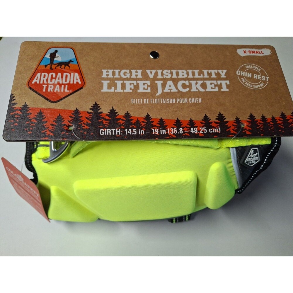 Arcadia Trail High Visibility Yellow Dog Flotation Life Jacket Size X-Small